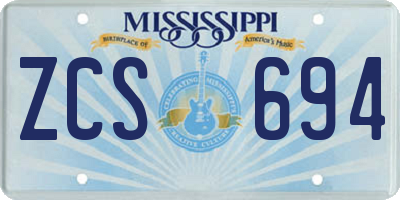 MS license plate ZCS694