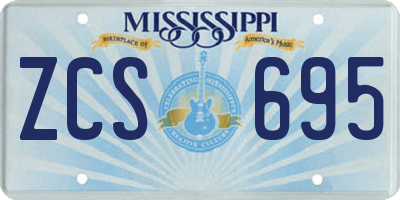 MS license plate ZCS695