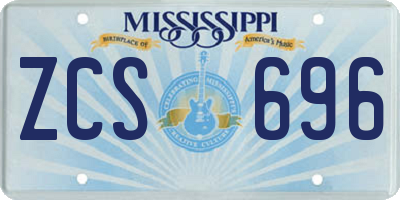 MS license plate ZCS696