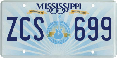 MS license plate ZCS699