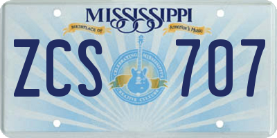 MS license plate ZCS707