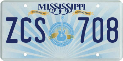 MS license plate ZCS708