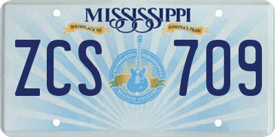 MS license plate ZCS709