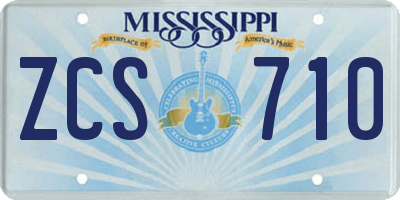 MS license plate ZCS710
