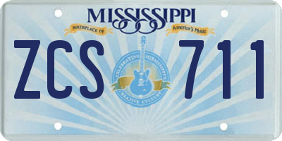 MS license plate ZCS711