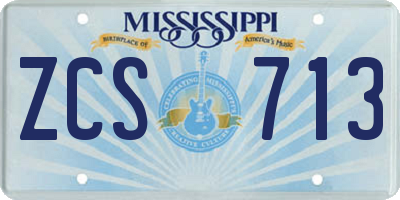 MS license plate ZCS713