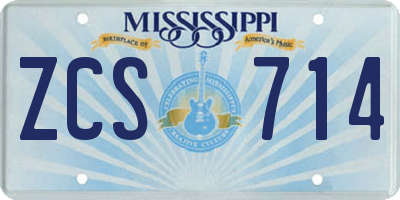 MS license plate ZCS714