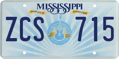MS license plate ZCS715