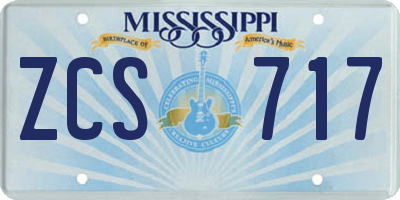 MS license plate ZCS717