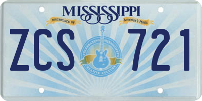 MS license plate ZCS721