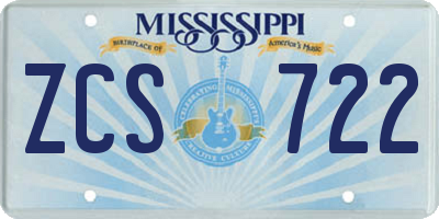 MS license plate ZCS722