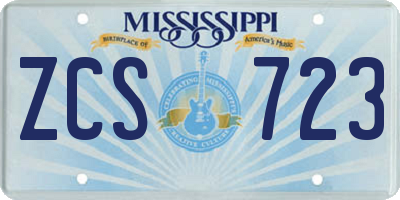 MS license plate ZCS723