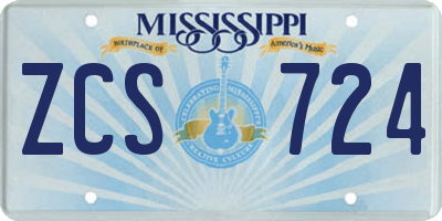 MS license plate ZCS724