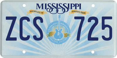 MS license plate ZCS725
