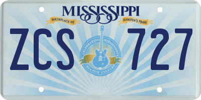MS license plate ZCS727