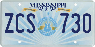 MS license plate ZCS730