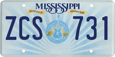 MS license plate ZCS731