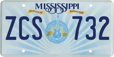 MS license plate ZCS732