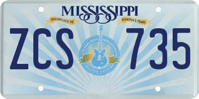 MS license plate ZCS735