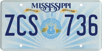 MS license plate ZCS736