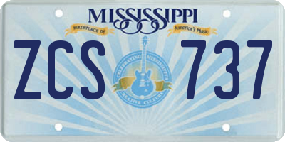 MS license plate ZCS737