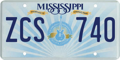 MS license plate ZCS740