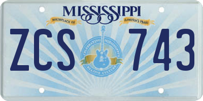 MS license plate ZCS743