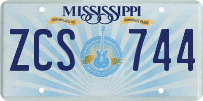 MS license plate ZCS744