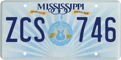 MS license plate ZCS746