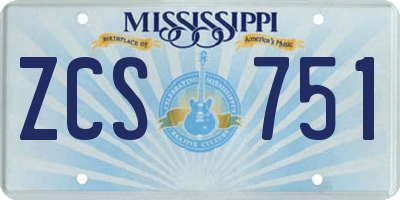 MS license plate ZCS751