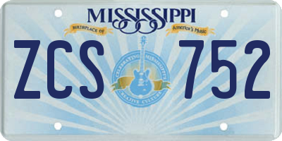 MS license plate ZCS752