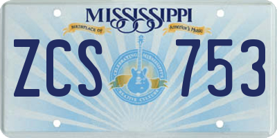 MS license plate ZCS753