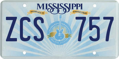 MS license plate ZCS757