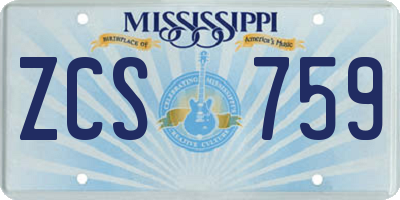 MS license plate ZCS759