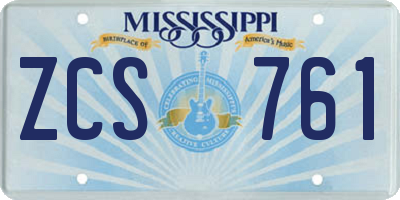MS license plate ZCS761