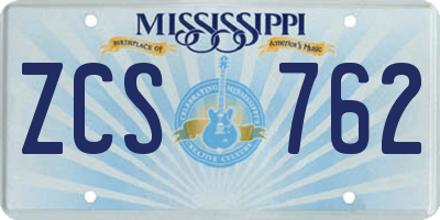 MS license plate ZCS762