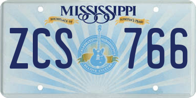 MS license plate ZCS766