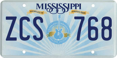 MS license plate ZCS768