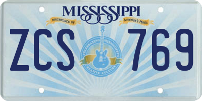 MS license plate ZCS769