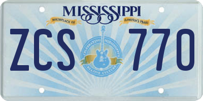 MS license plate ZCS770