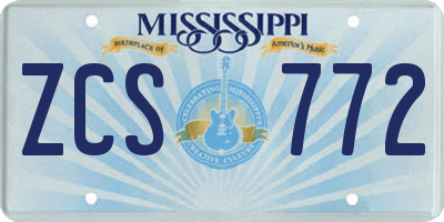 MS license plate ZCS772