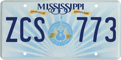 MS license plate ZCS773