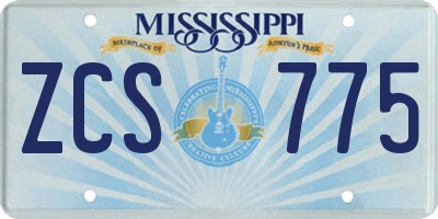 MS license plate ZCS775