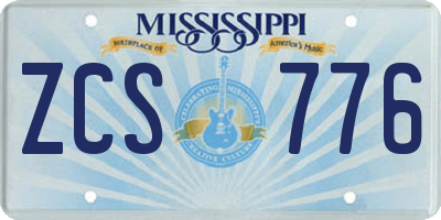 MS license plate ZCS776