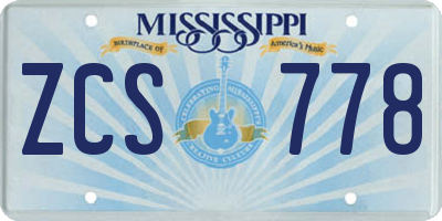 MS license plate ZCS778