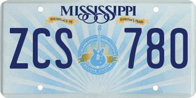MS license plate ZCS780