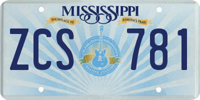 MS license plate ZCS781