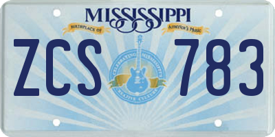 MS license plate ZCS783