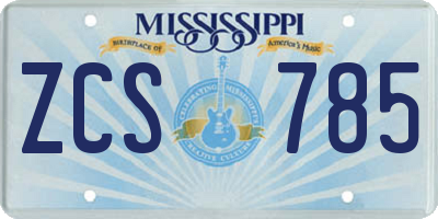 MS license plate ZCS785