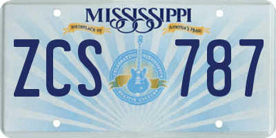 MS license plate ZCS787